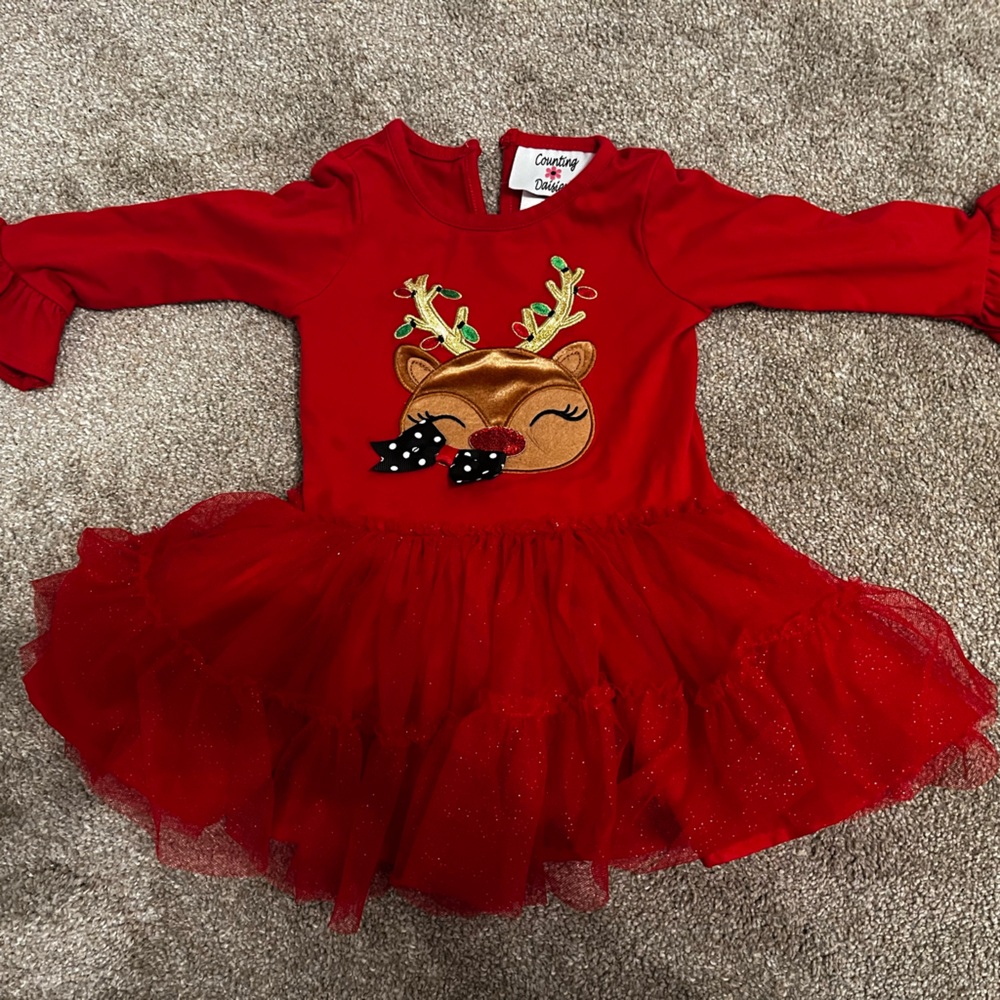 Charming Red Reindeer Dress for Kids
